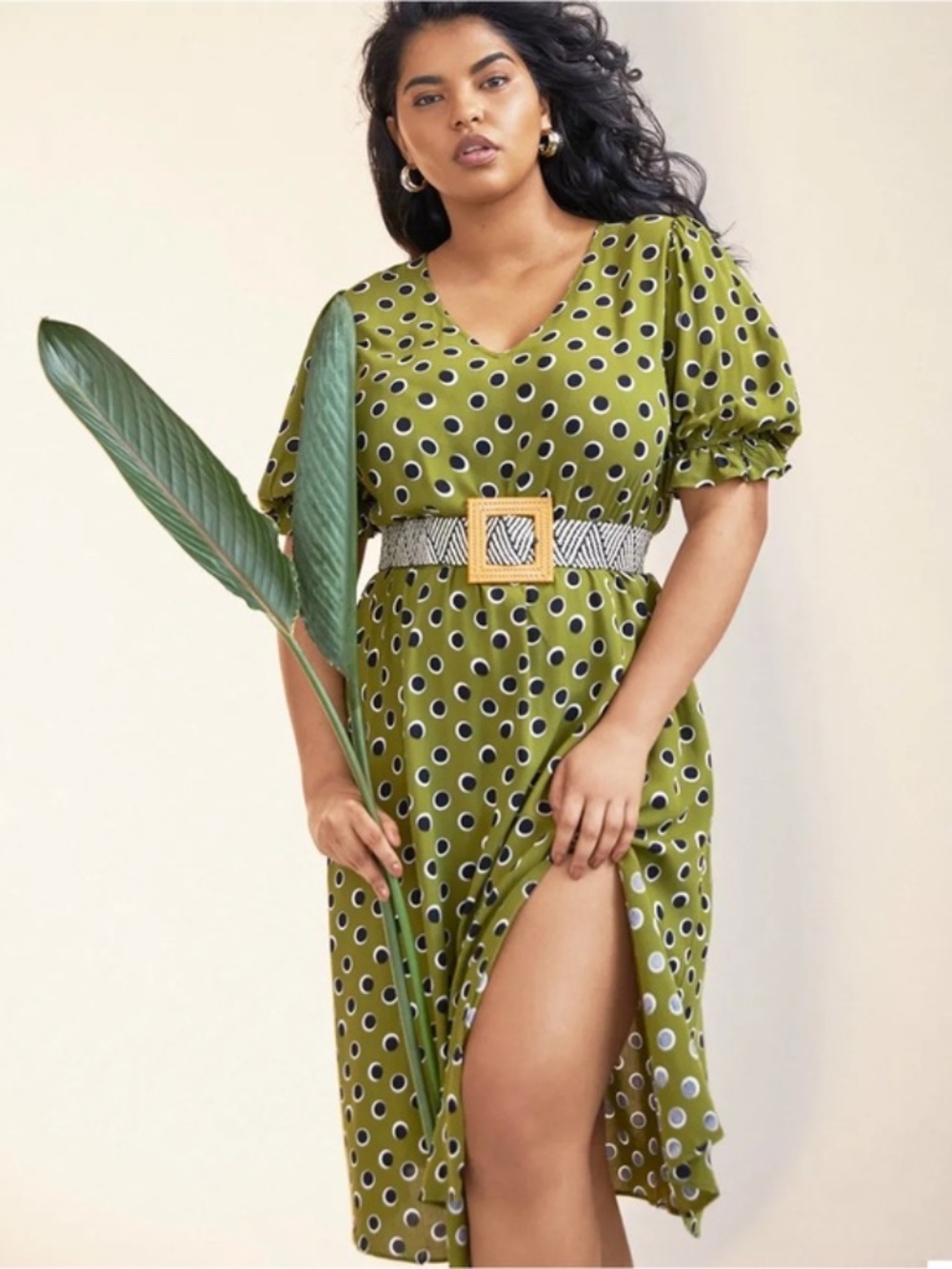 Eloquii Puff Sleeve Polka Dot Dress Size 16